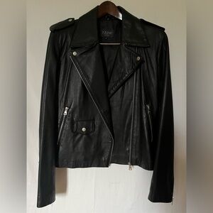 Preowned- Izod Women’s Genuine Leather Classic Bike Jacket - Black - XL